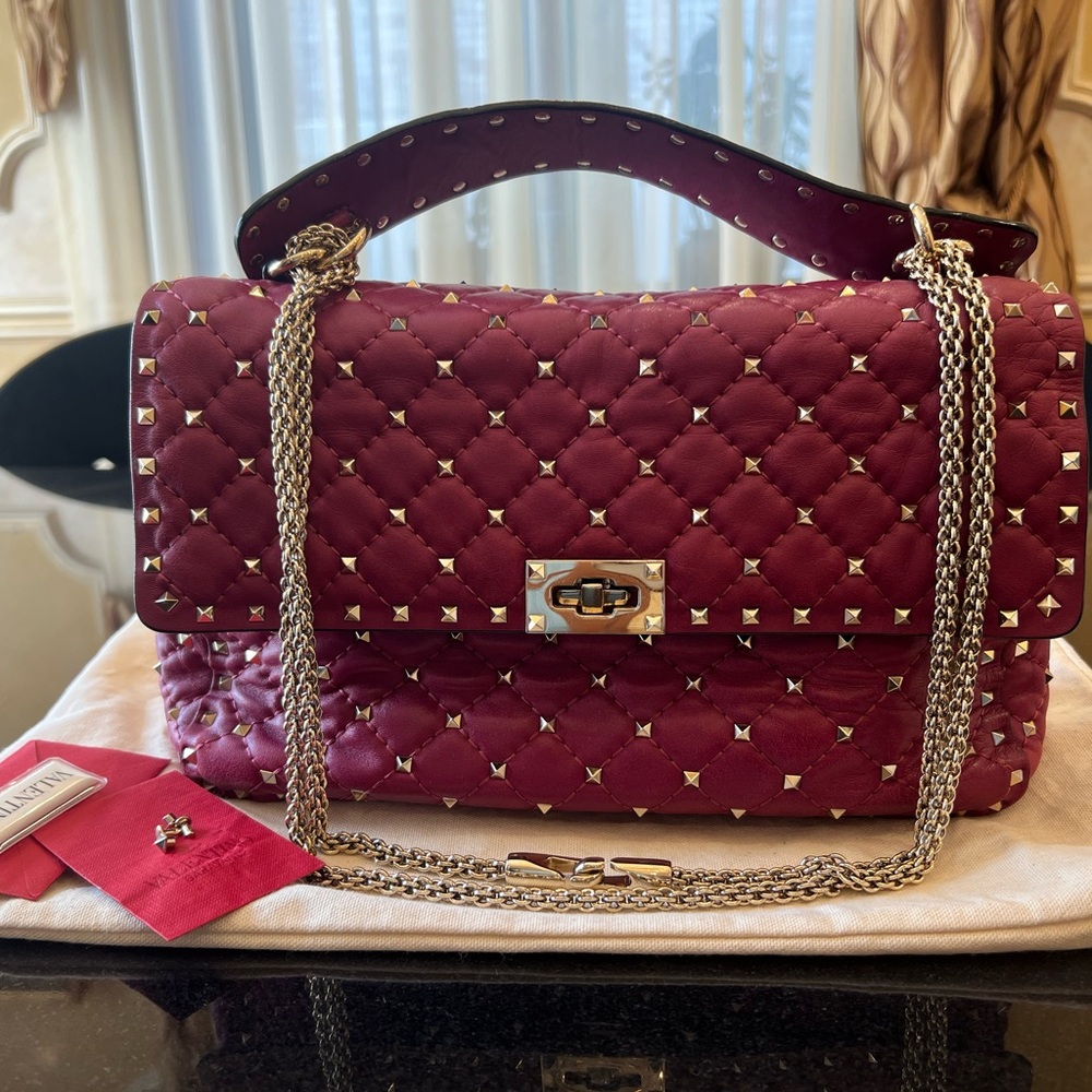 Valentino Garavani Burgundy Quilted Shoulder Bag